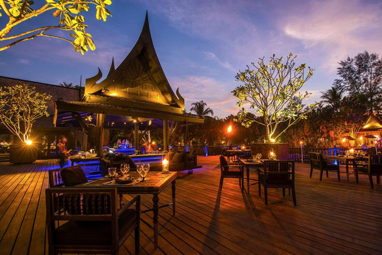 Black Ginger deck at twilight